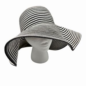 Filippo Catarzi The Hats Co Striped Wide Brim Floppy Sun Hat Italy Black White